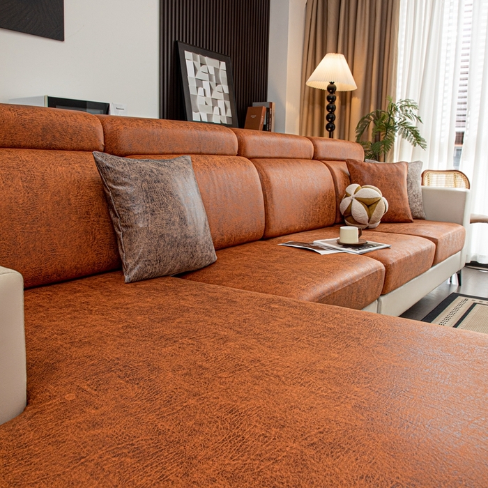 91家纺网 家纺一手货源 找家纺 沐沐家纺 2026春夏新款澜悦沙发笠 橘红