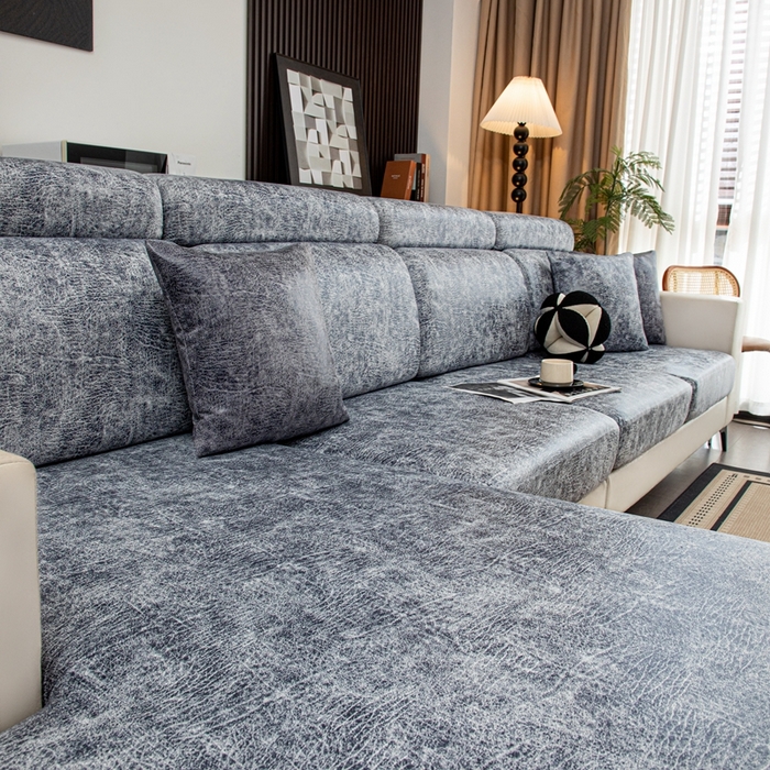 91家纺网 家纺一手货源 找家纺 沐沐家纺 2026春夏新款澜悦沙发笠 浅灰