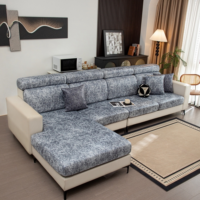 91家纺网 家纺一手货源 找家纺 沐沐家纺 2026春夏新款澜悦沙发笠 浅灰