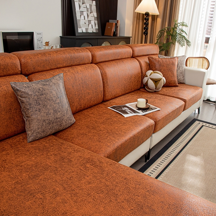 沐沐家纺 2026春夏新款澜悦沙发笠 橘红