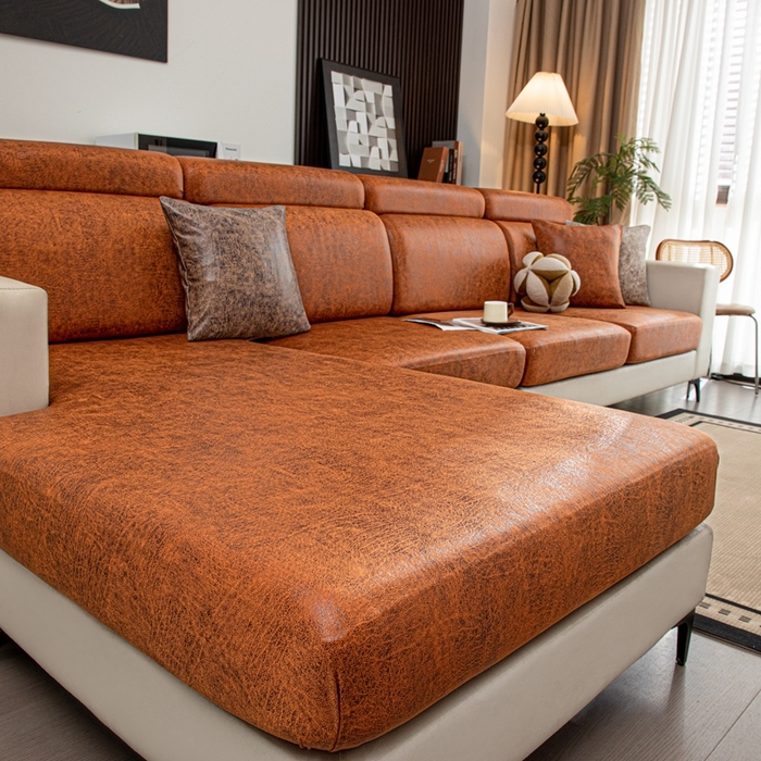 91家纺网 家纺一手货源 找家纺 沐沐家纺 2026春夏新款澜悦沙发笠 橘红