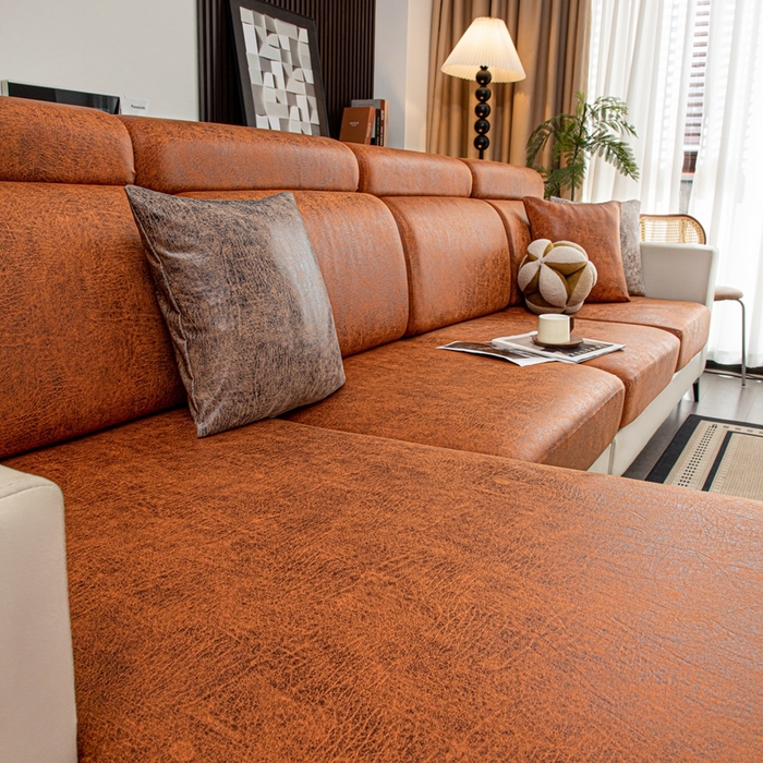 91家纺网 家纺一手货源 找家纺 沐沐家纺 2026春夏新款澜悦沙发笠 橘红