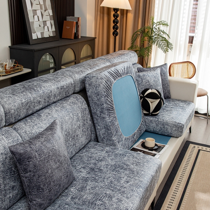 91家纺网 家纺一手货源 找家纺 沐沐家纺 2026春夏新款澜悦沙发笠 浅灰