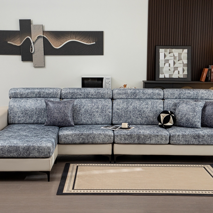 91家纺网 家纺一手货源 找家纺 沐沐家纺 2026春夏新款澜悦沙发笠 浅灰