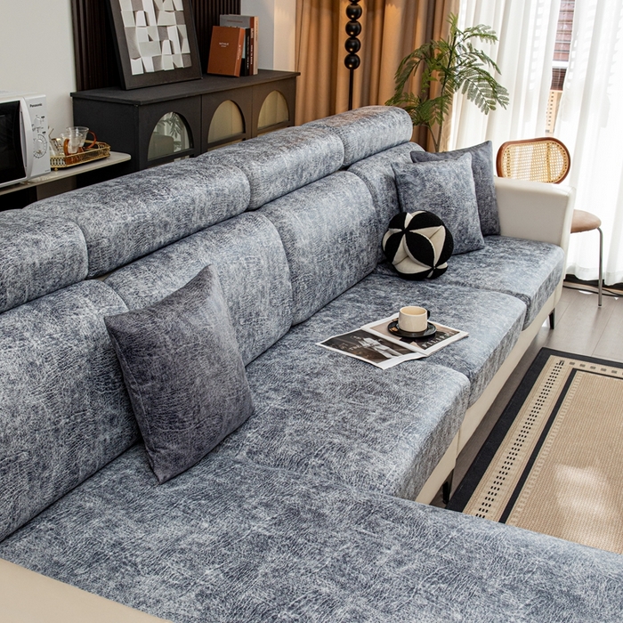 91家纺网 家纺一手货源 找家纺 沐沐家纺 2026春夏新款澜悦沙发笠 浅灰