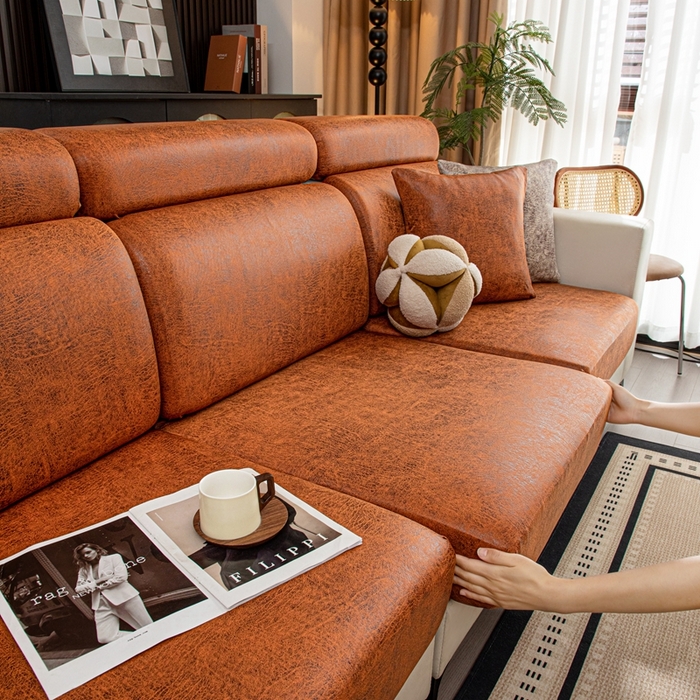 91家纺网 家纺一手货源 找家纺 沐沐家纺 2026春夏新款澜悦沙发笠 橘红