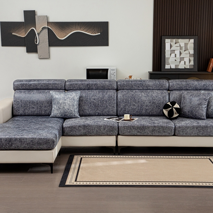 91家纺网 家纺一手货源 找家纺 沐沐家纺 2026春夏新款澜悦沙发笠 深灰