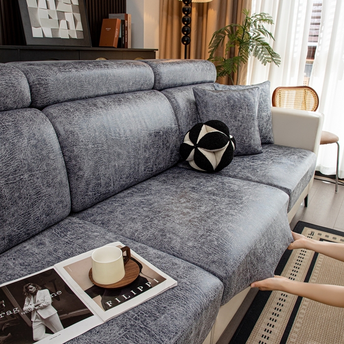 91家纺网 家纺一手货源 找家纺 沐沐家纺 2026春夏新款澜悦沙发笠 深灰