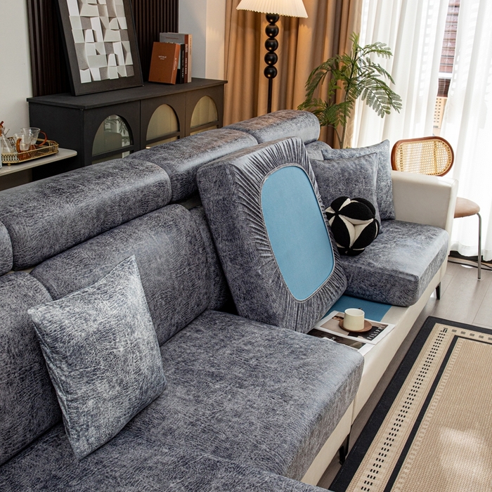 91家纺网 家纺一手货源 找家纺 沐沐家纺 2026春夏新款澜悦沙发笠 深灰