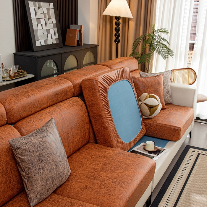 91家纺网 家纺一手货源 找家纺 沐沐家纺 2026春夏新款澜悦沙发笠 橘红