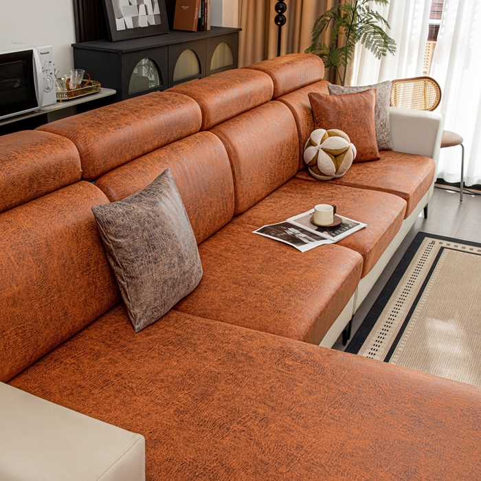 91家纺网 家纺一手货源 找家纺 沐沐家纺 2026春夏新款澜悦沙发笠 橘红