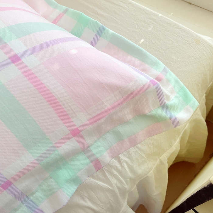 91家纺网 家纺一手货源 找家纺 雨彤家纺 2025年新款A类条纹水洗棉枕套 百川-红