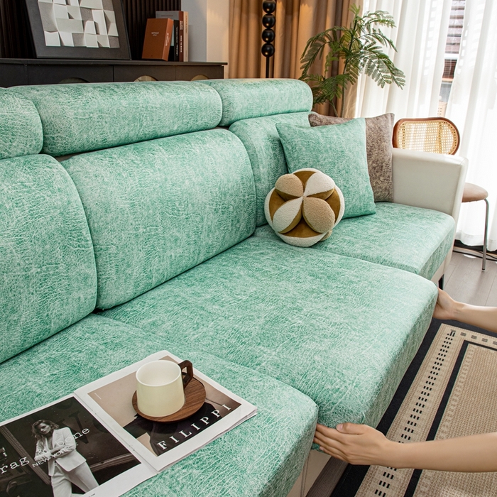 91家纺网 家纺一手货源 找家纺 沐沐家纺 2026春夏新款澜悦沙发笠 天蓝