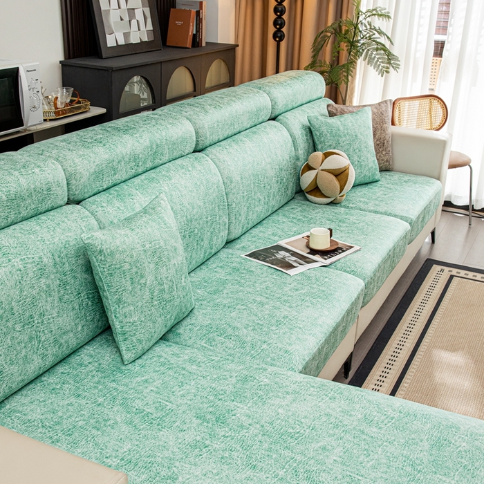 91家纺网 家纺一手货源 找家纺 沐沐家纺 2026春夏新款澜悦沙发笠 天蓝