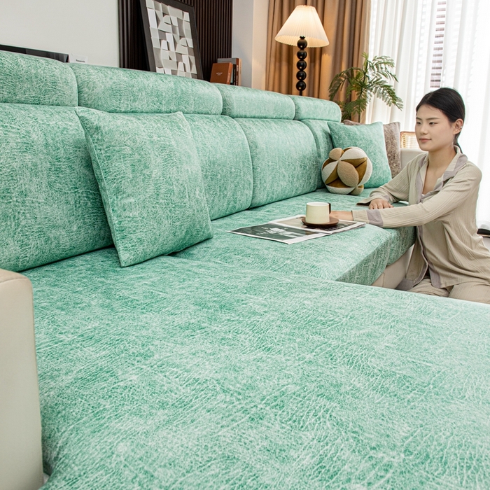 91家纺网 家纺一手货源 找家纺 沐沐家纺 2026春夏新款澜悦沙发笠 天蓝