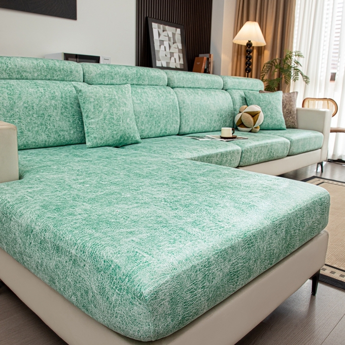 91家纺网 家纺一手货源 找家纺 沐沐家纺 2026春夏新款澜悦沙发笠 天蓝