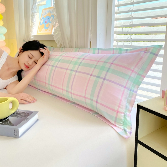 91家纺网 家纺一手货源 找家纺 雨彤家纺 2025年新款A类条纹水洗棉枕套 百川-红