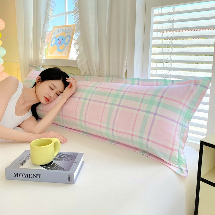 91家纺网 家纺一手货源 找家纺 雨彤家纺 2025年新款A类条纹水洗棉枕套 百川-红