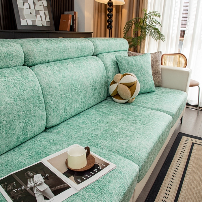 91家纺网 家纺一手货源 找家纺 沐沐家纺 2026春夏新款澜悦沙发笠 天蓝