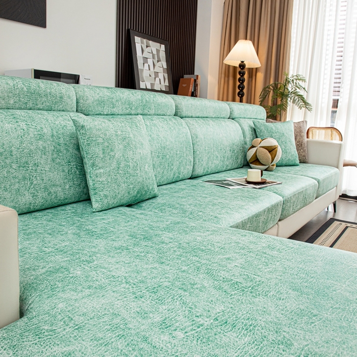 91家纺网 家纺一手货源 找家纺 沐沐家纺 2026春夏新款澜悦沙发笠 天蓝