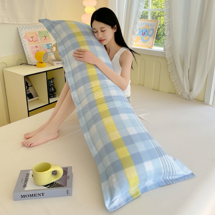 91家纺网 家纺一手货源 找家纺 雨彤家纺 2025年新款A类条纹水洗棉枕套 安格尔-蓝