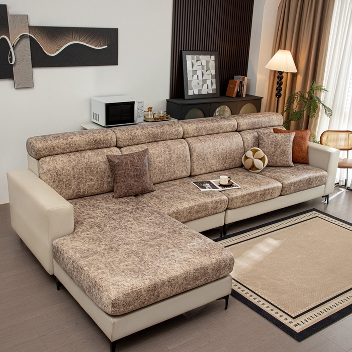 91家纺网 家纺一手货源 找家纺 沐沐家纺 2026春夏新款澜悦沙发笠 浅咖