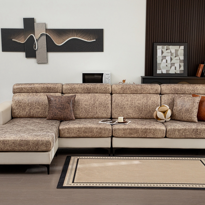 91家纺网 家纺一手货源 找家纺 沐沐家纺 2026春夏新款澜悦沙发笠 浅咖