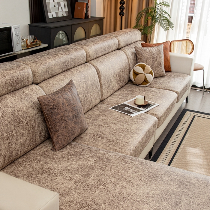 91家纺网 家纺一手货源 找家纺 沐沐家纺 2026春夏新款澜悦沙发笠 浅咖