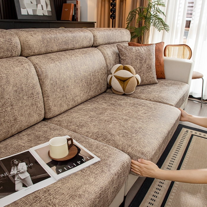 91家纺网 家纺一手货源 找家纺 沐沐家纺 2026春夏新款澜悦沙发笠 浅咖