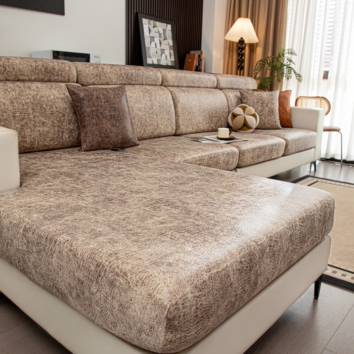 91家纺网 家纺一手货源 找家纺 沐沐家纺 2026春夏新款澜悦沙发笠 浅咖