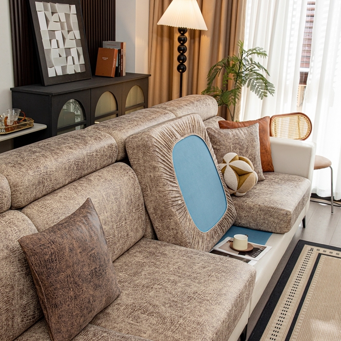 91家纺网 家纺一手货源 找家纺 沐沐家纺 2026春夏新款澜悦沙发笠 浅咖