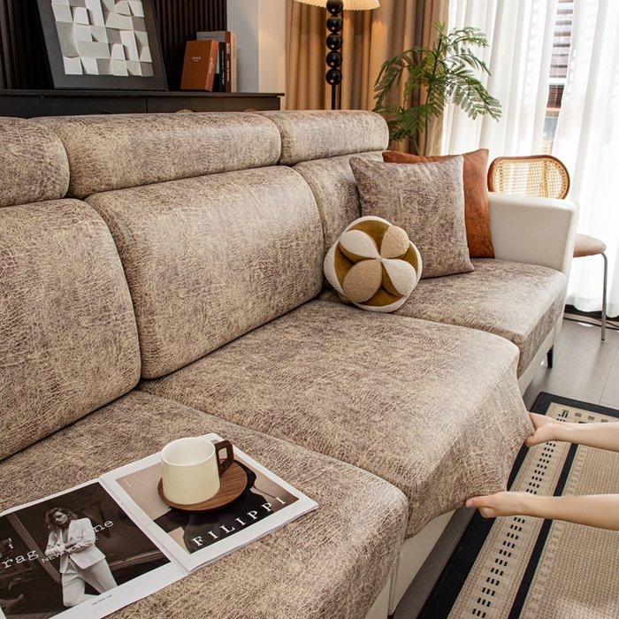 91家纺网 家纺一手货源 找家纺 沐沐家纺 2026春夏新款澜悦沙发笠 浅咖