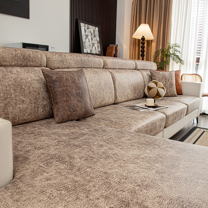 91家纺网 家纺一手货源 找家纺 沐沐家纺 2026春夏新款澜悦沙发笠 浅咖