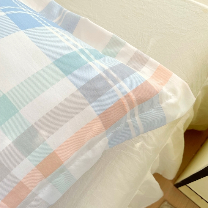 91家纺网 家纺一手货源 找家纺 雨彤家纺 2025年新款A类条纹水洗棉枕套 索尔