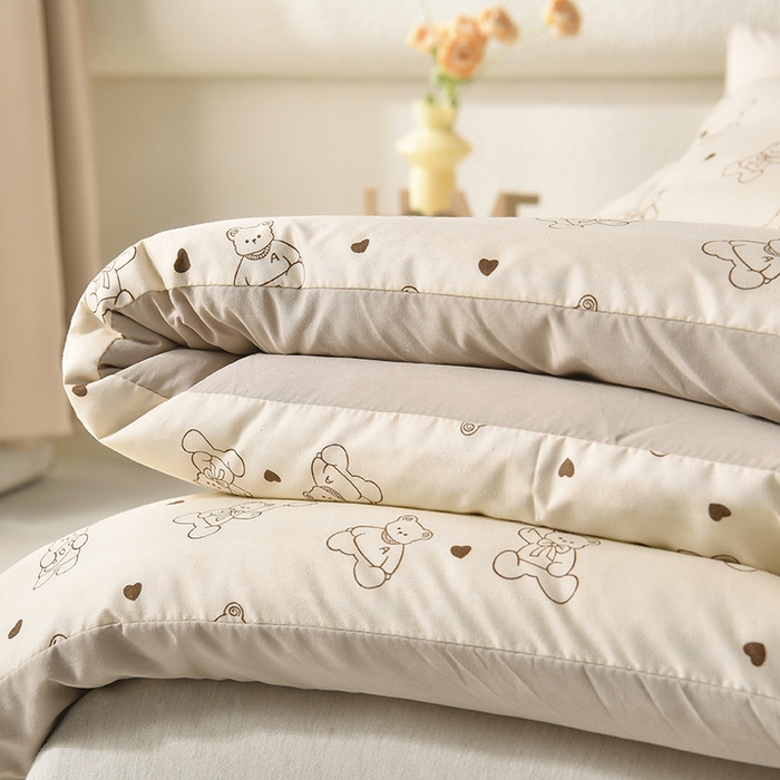 91家纺网 家纺一手货源 找家纺 无瑕家居 2025年新款水洗棉冬被春秋被被子被芯床褥被芯学生宿舍被子被芯 暖心小熊