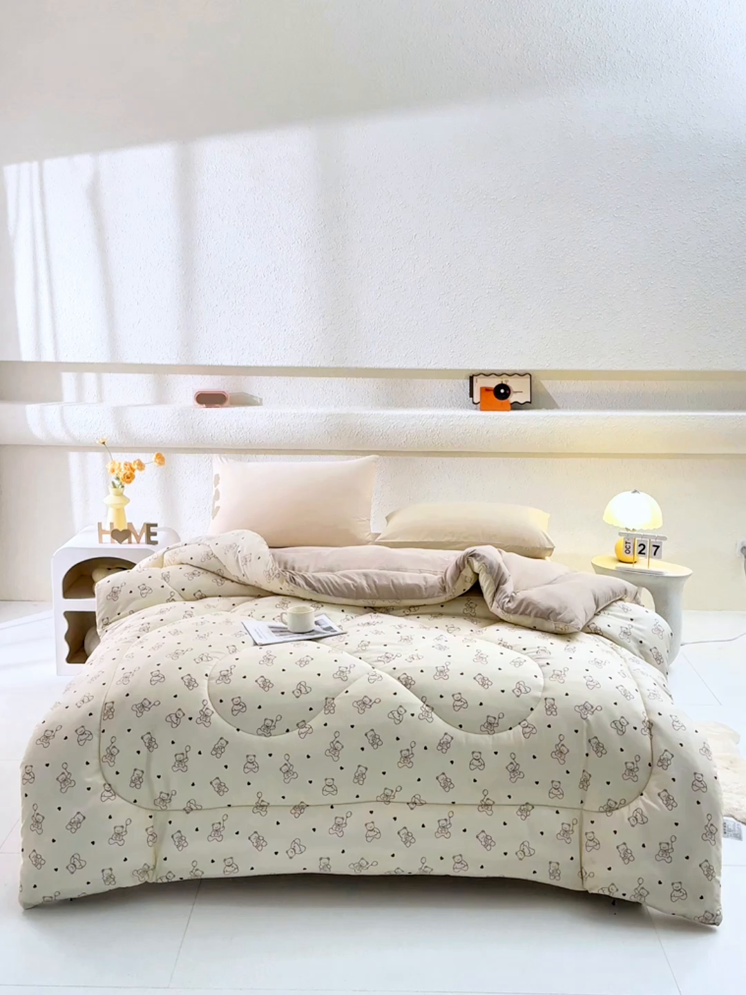 91家纺网 家纺一手货源 找家纺 无瑕家居 2025年新款水洗棉冬被春秋被被子被芯床褥被芯学生宿舍被子被芯 暖心小熊