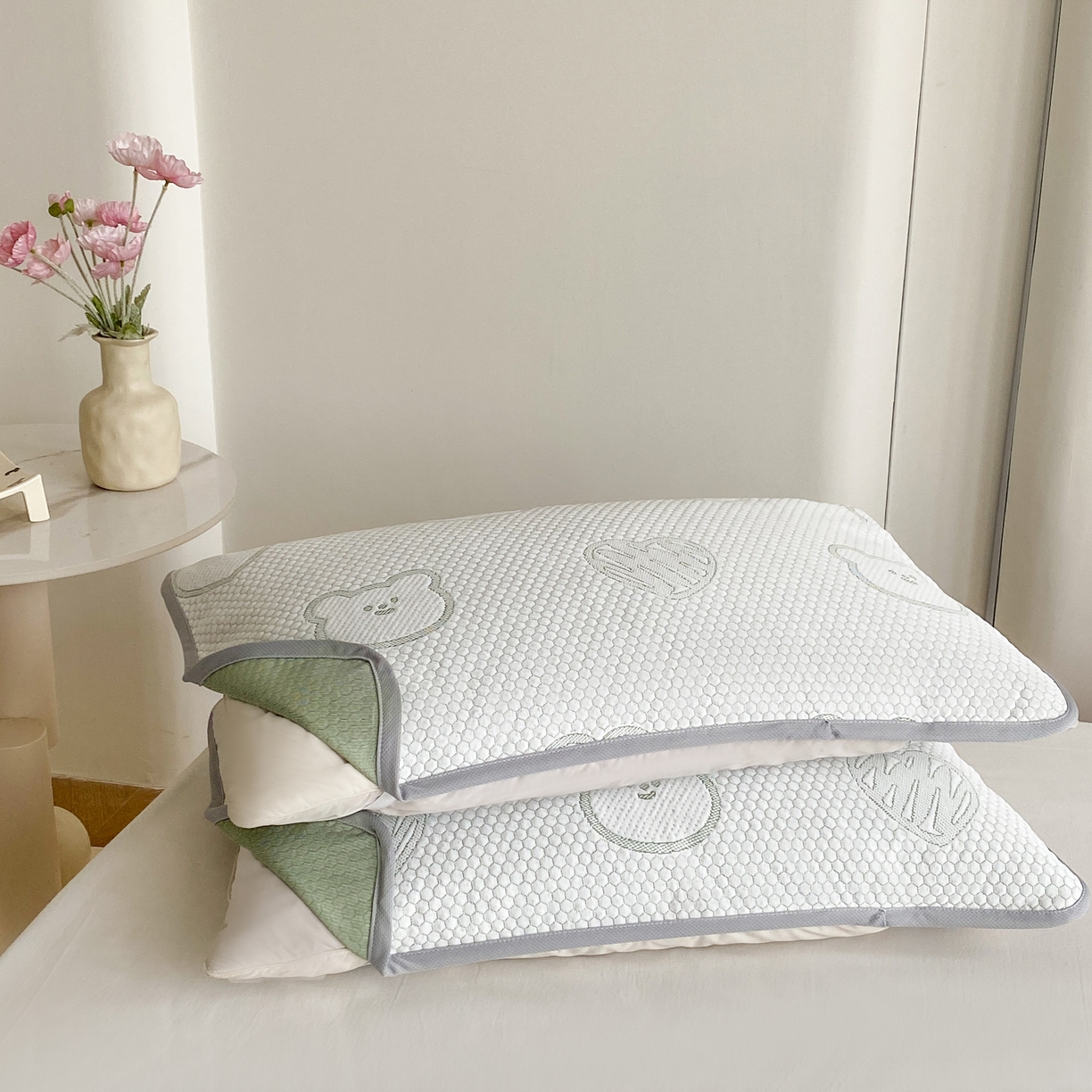 乐嘉盈 2025年新款凉豆豆印花枕皮 墨绿色