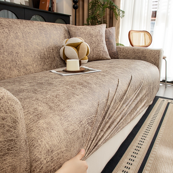 91家纺网 家纺一手货源 找家纺 沐沐家纺 2026春夏新款澜悦沙发套 浅咖