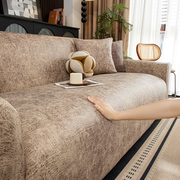 91家纺网 家纺一手货源 找家纺 沐沐家纺 2026春夏新款澜悦沙发套 浅咖