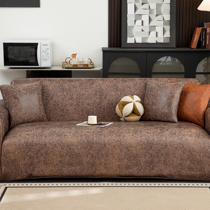 91家纺网 家纺一手货源 找家纺 沐沐家纺 2026春夏新款澜悦沙发套 深咖