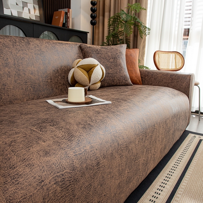 91家纺网 家纺一手货源 找家纺 沐沐家纺 2026春夏新款澜悦沙发套 深咖