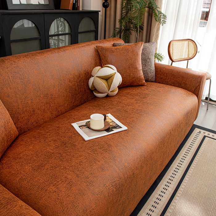 91家纺网 家纺一手货源 找家纺 沐沐家纺 2026春夏新款澜悦沙发套 橘红