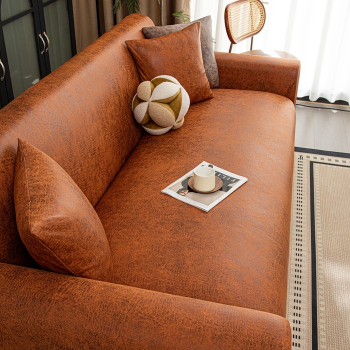 91家纺网 家纺一手货源 找家纺 沐沐家纺 2026春夏新款澜悦沙发套 橘红