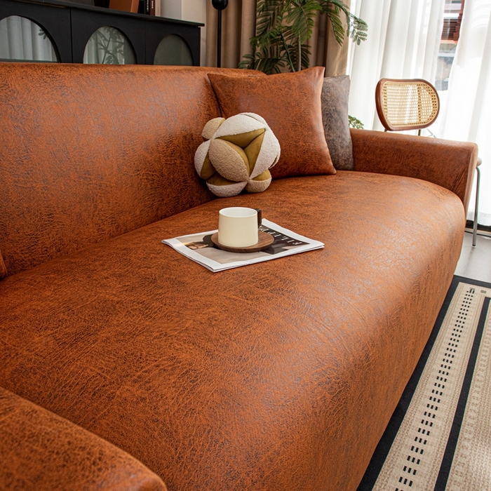 91家纺网 家纺一手货源 找家纺 沐沐家纺 2026春夏新款澜悦沙发套 橘红