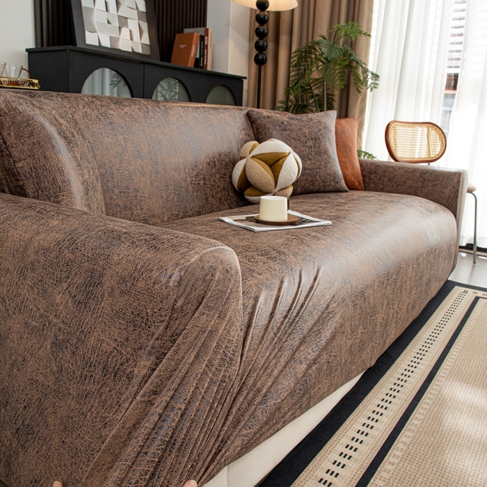 91家纺网 家纺一手货源 找家纺 沐沐家纺 2026春夏新款澜悦沙发套 深咖