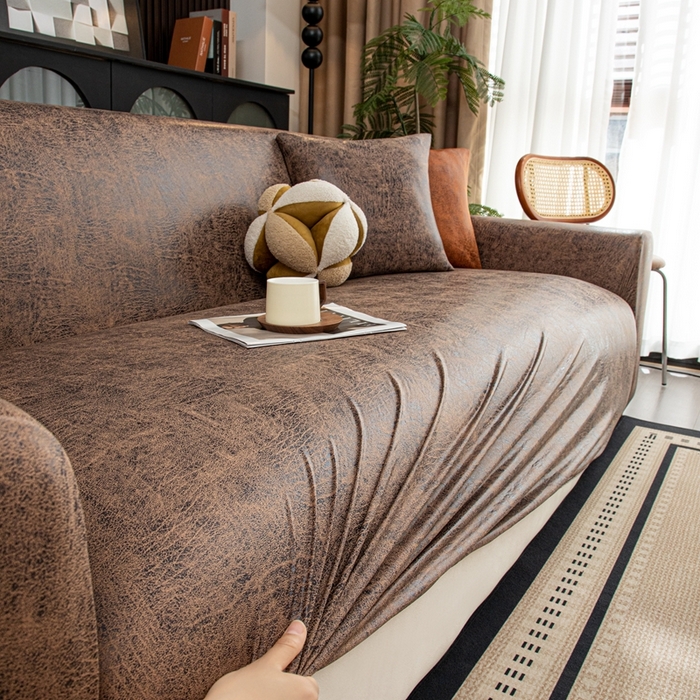 91家纺网 家纺一手货源 找家纺 沐沐家纺 2026春夏新款澜悦沙发套 深咖