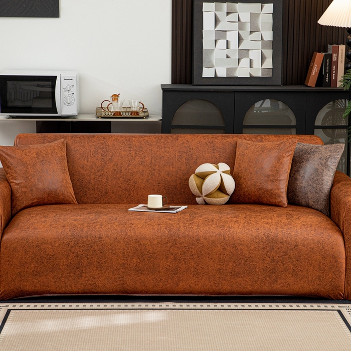 91家纺网 家纺一手货源 找家纺 沐沐家纺 2026春夏新款澜悦沙发套 橘红