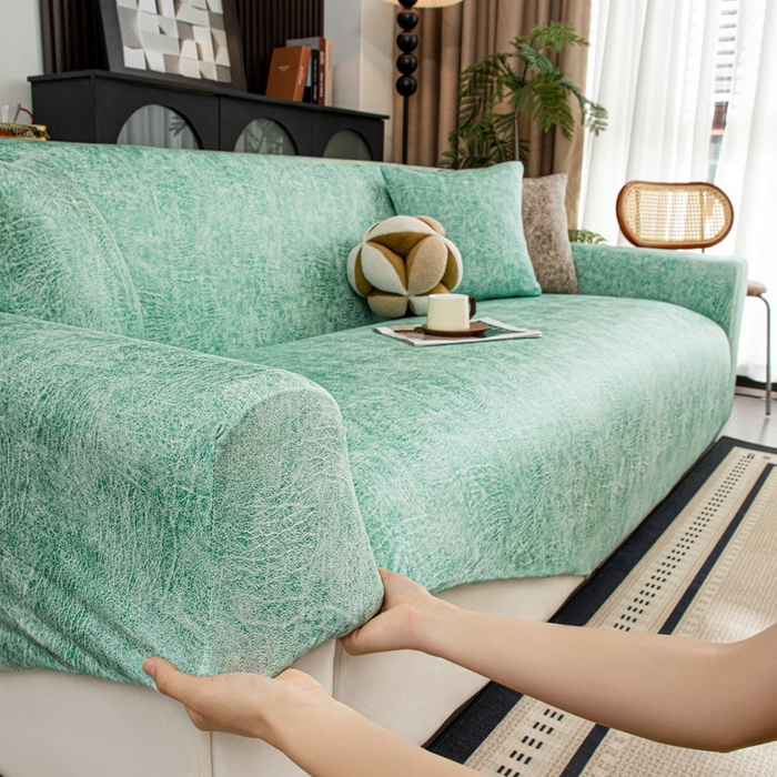 91家纺网 家纺一手货源 找家纺 沐沐家纺 2026春夏新款澜悦沙发套 天蓝