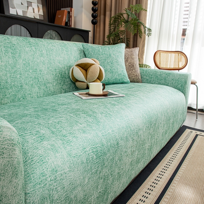 91家纺网 家纺一手货源 找家纺 沐沐家纺 2026春夏新款澜悦沙发套 天蓝