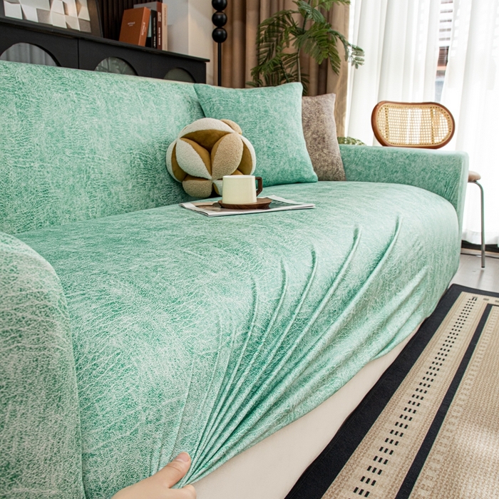 91家纺网 家纺一手货源 找家纺 沐沐家纺 2026春夏新款澜悦沙发套 天蓝